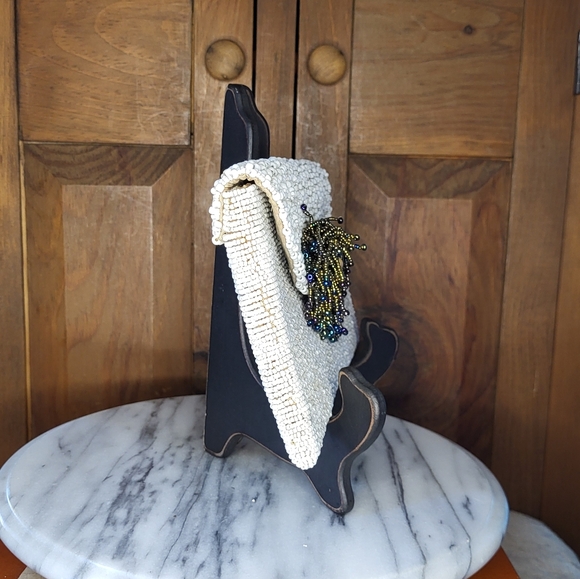 Vintage Heavy glass Bead Evening Bag - Picture 8 of 16